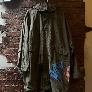 Stussy Dark Green Military Jacket with Graphic Accents